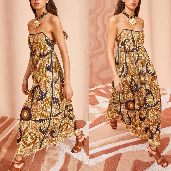 Ulla Johnson Maxi Dress RARE Fall Mayra Yarrow Gold Brown Purple Embroidered 4 - Picture 1 of 13